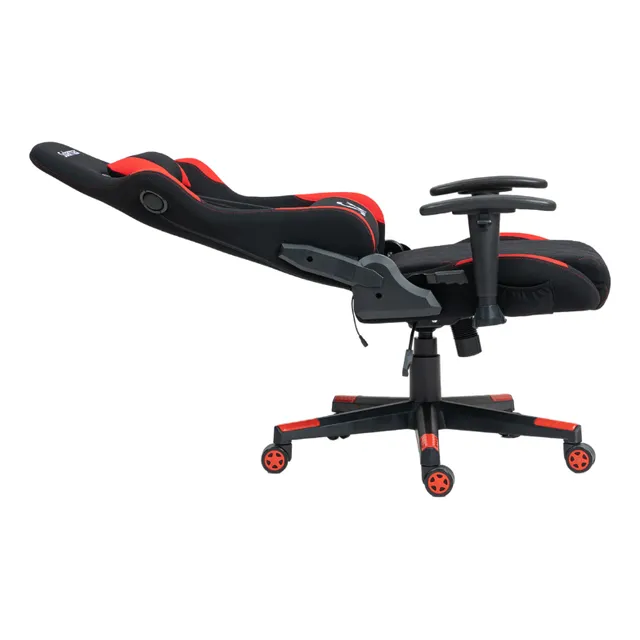 Silla Gamer Solarmax Ergonómica Tapizado Tela de algodón Parlante Bt Rd Color Rojo con almohadon lumbar giratoria con ruedas
