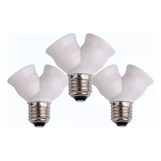 Set 3x2 Porta Focos Lamparas Enchufe Portatil Boca Doble