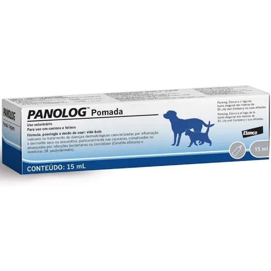 Panolog Pomada 15ml Elanco Cães E Gatos 15 Ml Otite Perianal