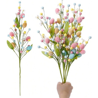 3pk Ramo Artificial Sucursales De Pascua Con Flores Huevos 3pk Ramo Artificial Sucursales De Pascua Con Flores Huevos