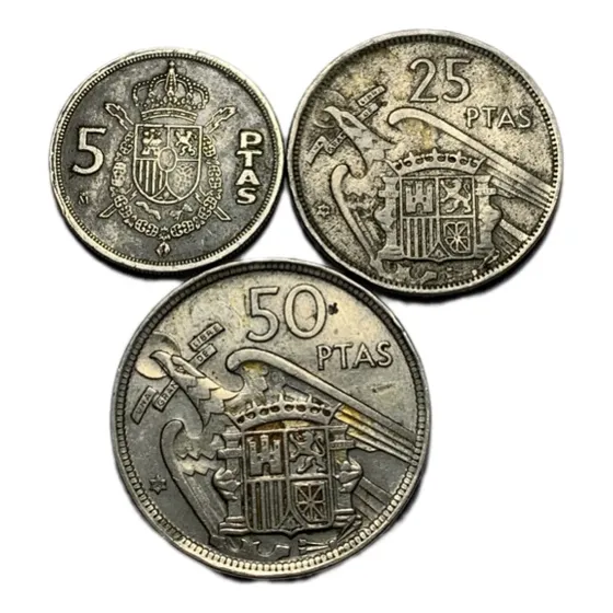 Espanha- 5 Pesetas 1983 E 25 E 50 Pesetas 1957- Frete Grátis