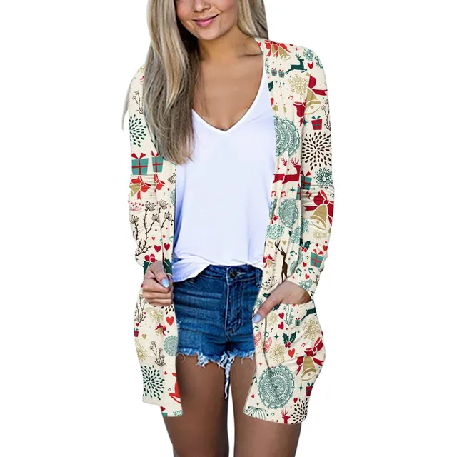 Cardigan Abierto Al Frente Para Mujer Chaqueta Manga Larga