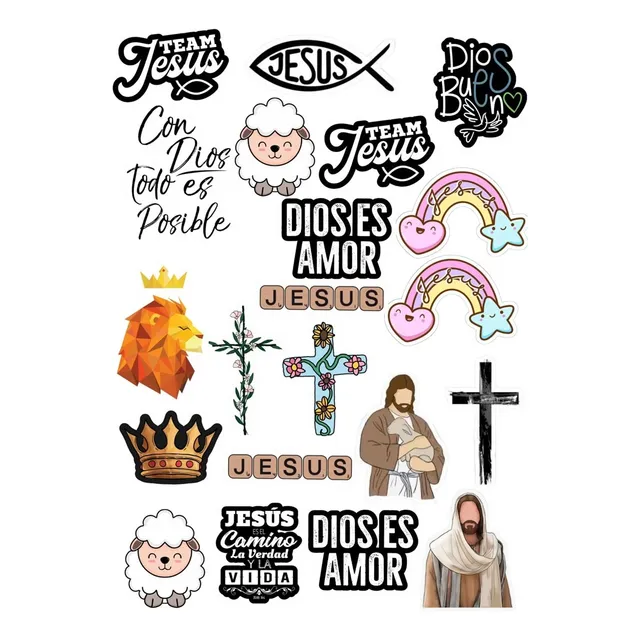 20 Calcomanías Cristianas Jesus Evangelio Sticker Impermeabl