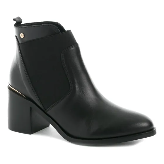 Botines Tacón Burgos  Aplique Negro 00 Vélez