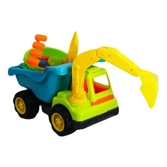 Juego De Playa Camión Excavadora + 6 Accesorios