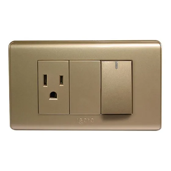 Toma Corriente Con Tierra E Interruptor 125v~15a Igoto A2036