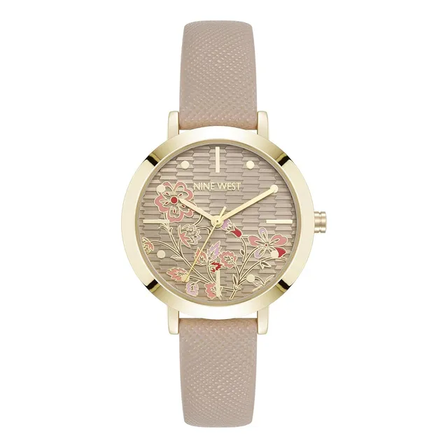 Nine West Reloj Correa Saffiano, Esfera Floral Nw/3192