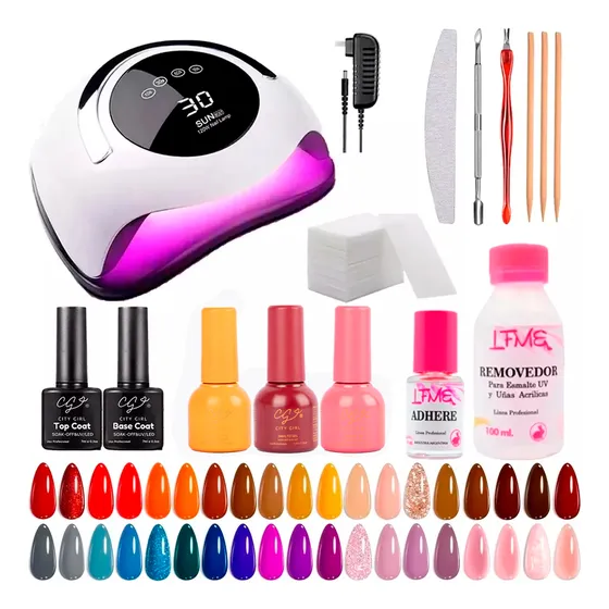 Kit Inicial X16u Cabina Led Uv 120w Gel Uñas Semipermanentes
