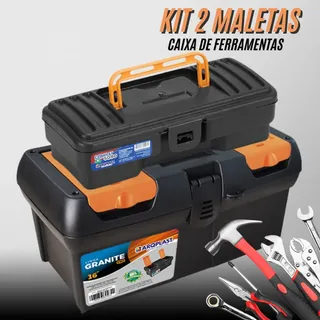 Kit 2 Maletas De Ferramentas Reforçada Organizadora Multiuso