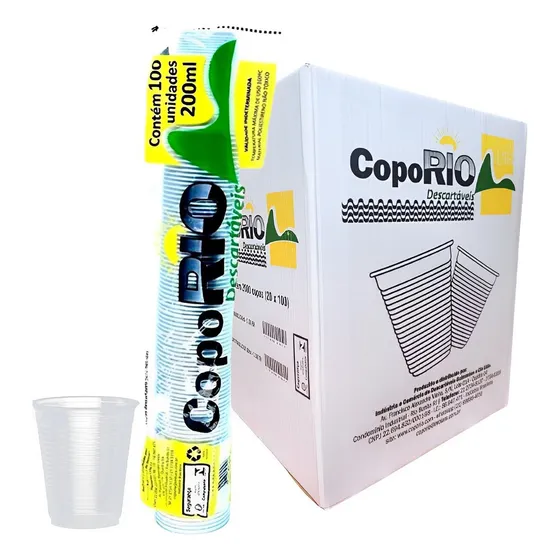 Copo Plástico Descartável Transparente 200ml Caixa Com 1000