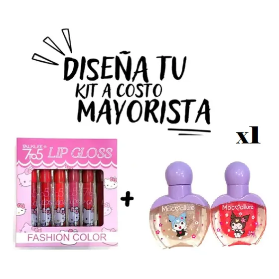 Set Labiales Mate Hello Kitty Con Mini Brillos Kuromi Talkle
