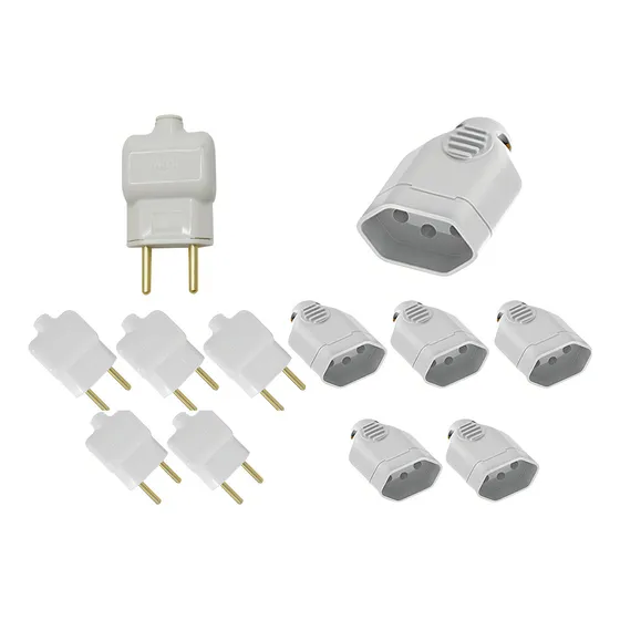 Kit 5 Tomada Fêmea 3 Pinos 10a/20a+5 Pino Macho 2p 10a Preto Cor Branco Ms Eletro Eletrônica
