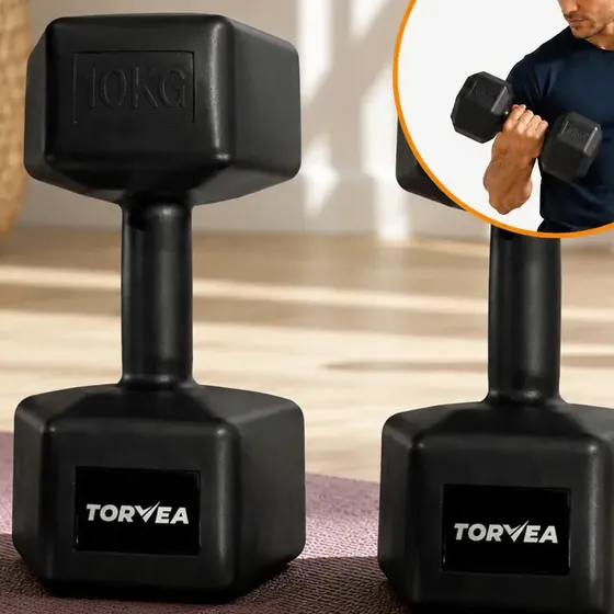 Set de 2 Mancuernas Hexagonales de 10 Kg, Torvea, para Fitness y Gym