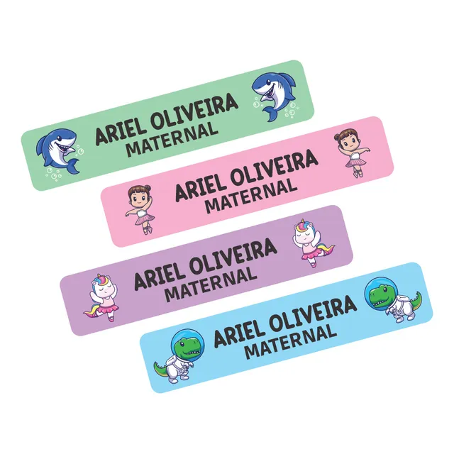 Kit Adesivo Escolar Personalize O Nome Desenho Lavável 100un