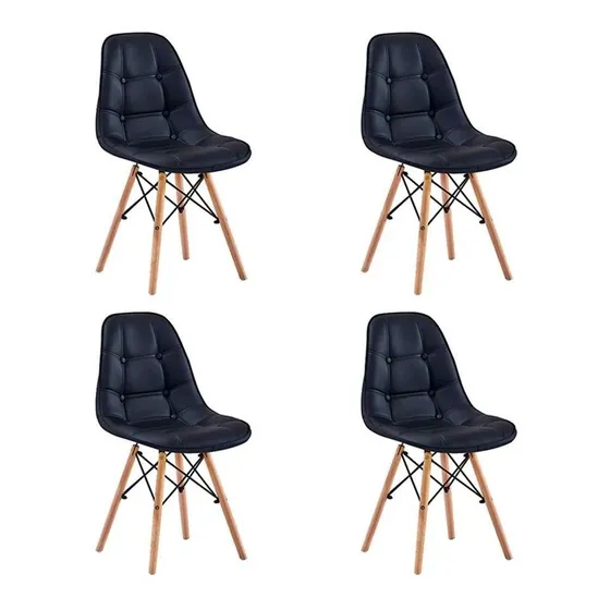 Cadeira De Jantar Charles Eames Estofada Botonê 4 Unidades
