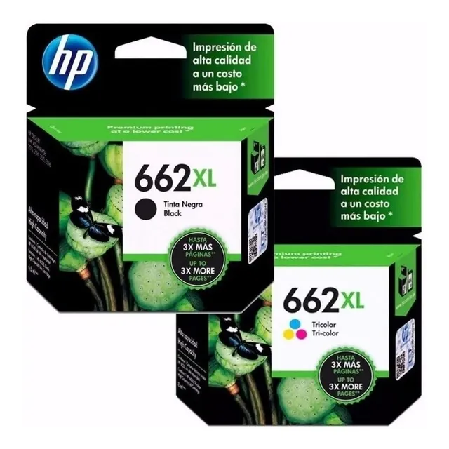 Combo Original De Tinta Negra Y Color Hp 662xl Advantage