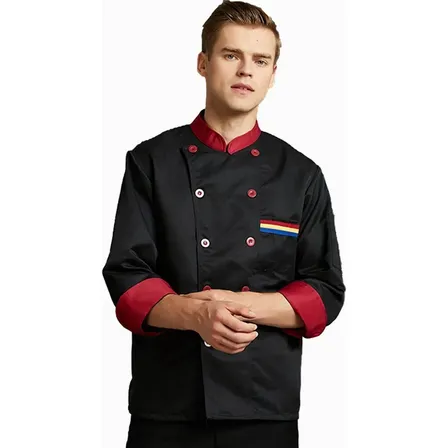 Chef Chaqueta Con Botón Seguridad Manga Larga Para Hombre