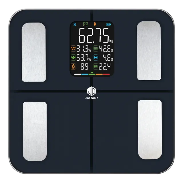 Balanza Inteligente De Baño Jd If1334b Bluetooth Masa Muscular Hasta 180 Kg Digital Análisis Corporal Vidrio Negro