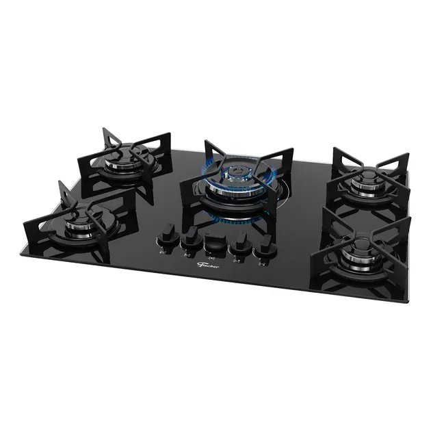 Fogão Cooktop Fischer 5q Fit Line Iron Tripla Chama - Bivolt Cor Preto