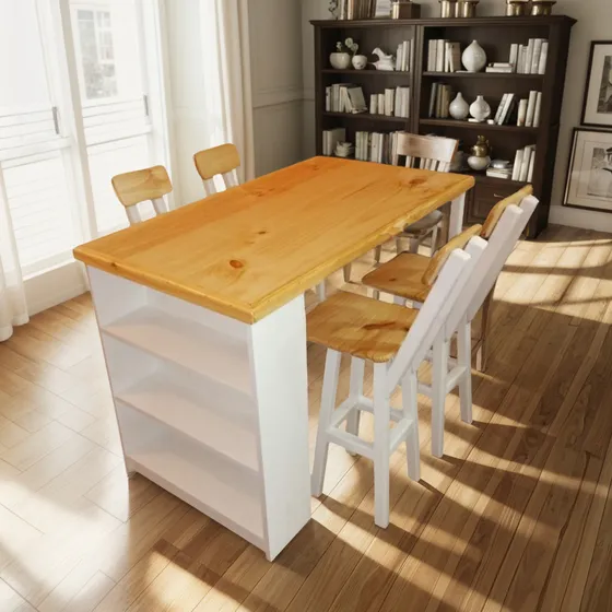 Comedor Mesa Americana + Repisa + Taburetes