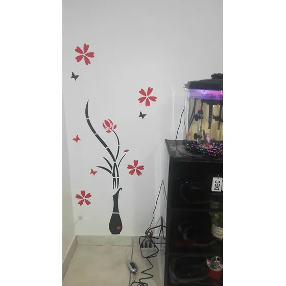 Decoracion 3d Minimalista Pared Tipo Sticker Florero Lujoso!