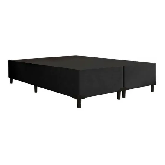 Base Cama Box Bipartido Queen Size Corino Preto 40x158x198
