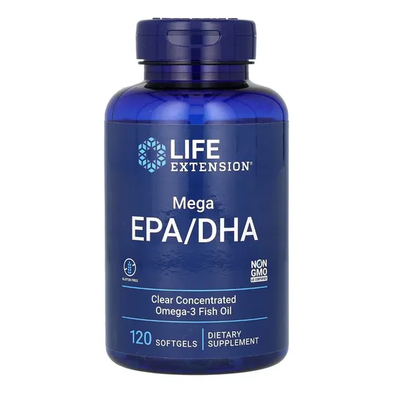 Mega EPA/DHA Omega-3 Life Extension 120 cápsulas blandas sin sabor