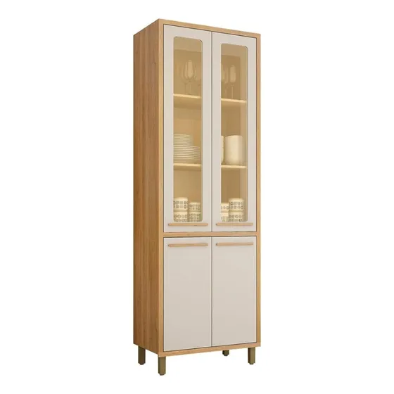 Armário De Cozinha Paneleiro Com 4 Portas De Vidro Rubi 73cm