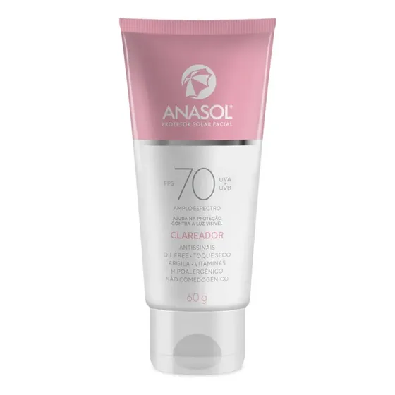 Protetor Solar Anasol FPS 70 Facial com clareador 60 g