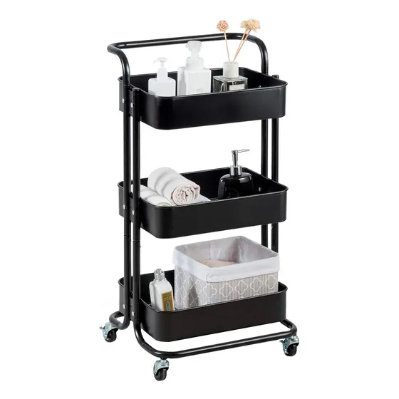 Organizador Multiuso Carrito 3 Estantes Estructura Metálica Color Negro