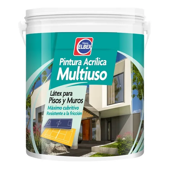 Pintura Acrílica Multiuso Elbex X 4lt. Para Pisos Y Muros Acabado Mate Color Rojo
