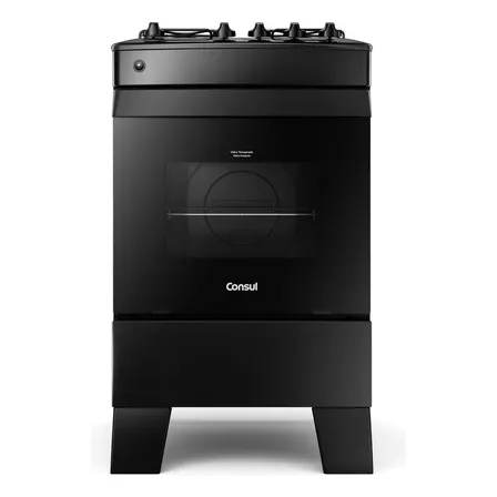 Fogão 4 Bocas Preto Consul Com Mesa Esmaltada - Cfo4zae