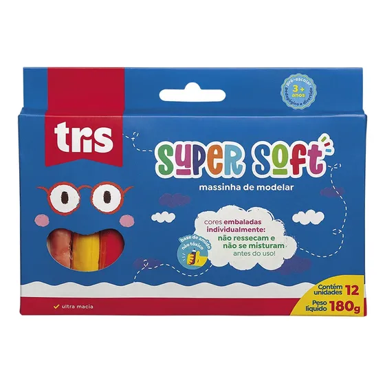 Massinha De Modelar Tris  180gr 12 Cores Kit Com 2 Caixas
