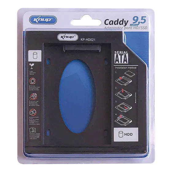 Adaptador Caddy 9,5mm Hd Ssd Sata Case Drive Dvd Notebook