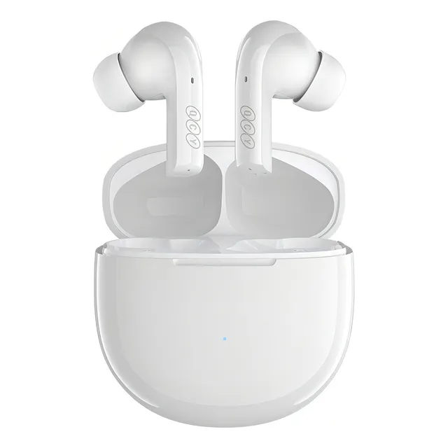 Auricular in-ear gamer inalámbrico QCY True Wireless Earbuds T18 blanco con luz LED