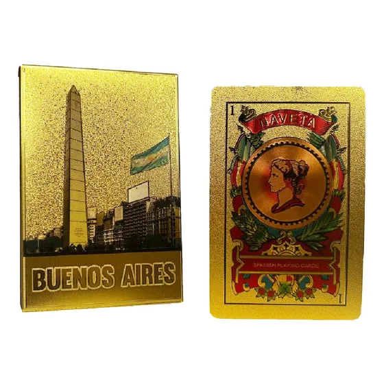 Mazo De Cartas Españolas Foil Color Dorado Diseño Exclusivo