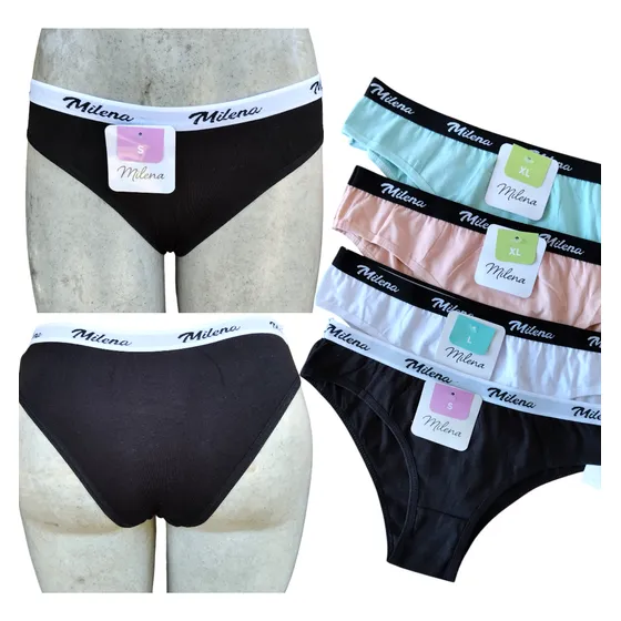 Trio De Pantys Bikinis Pretina Fina (3 Unidades)