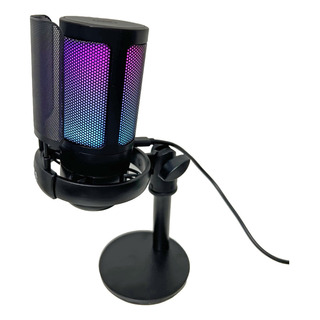 Microfone Condensador Rgb Luzes Led Captação De Alta Sensibilidade Usb Gamer Streamer Cor Preta Microfone Condensador Rgb Luzes Led Captação De Alta Sensibilidade Usb Gamer Streamer Cor Preta