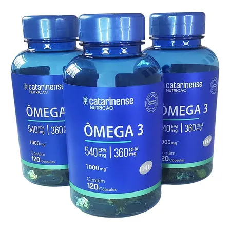 Kit 3 Ômega 3 1000mg Catarinense Pharma (360 Cápsulas) Sabor Sem sabor