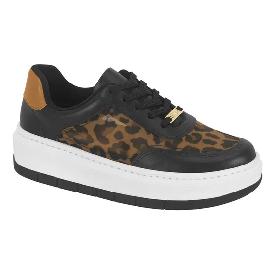 Tênis Feminino Onça Animal Print Solado Plataforma Vizzano