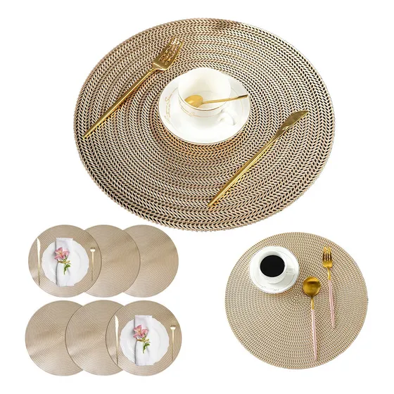 6pza Manteles Individuales Color Dorado