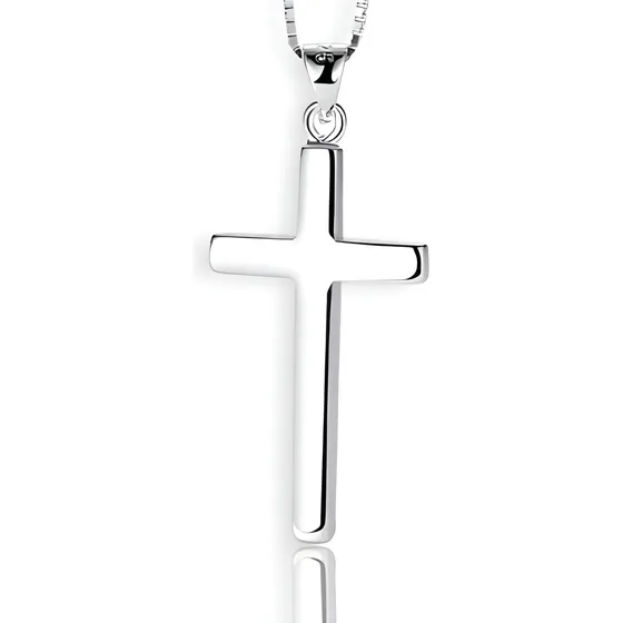 Colgante Cruz Lisa Plata 925 + Cadena
