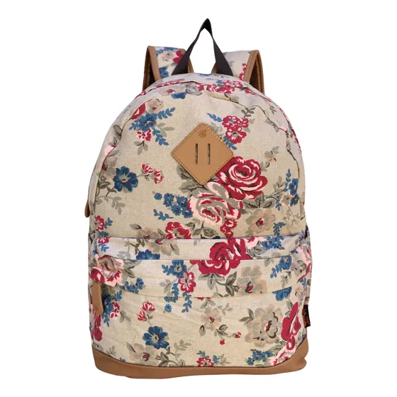 Mochila Urbana Escolar Juvenil Niña Estilo Floreada