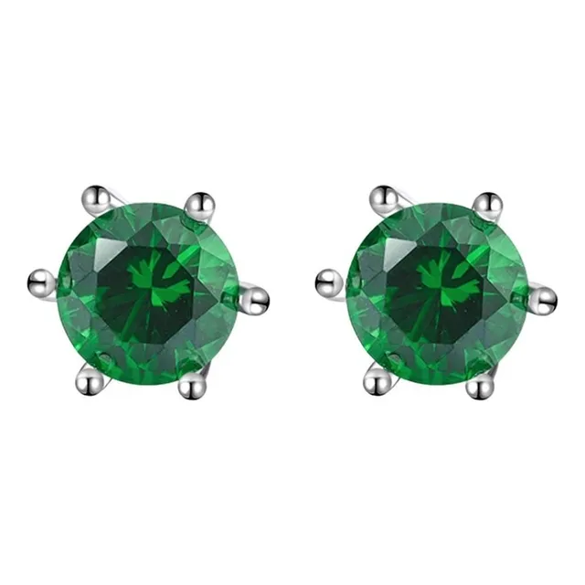 Aretes Topos Nano Esmeralda En Plata 925