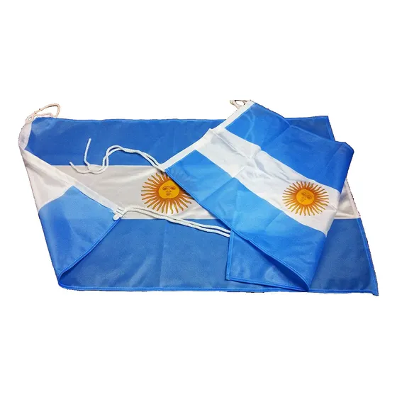 Bandera Argentina 90 X 150cm Medida Oficial Refuerzo Y Sogas