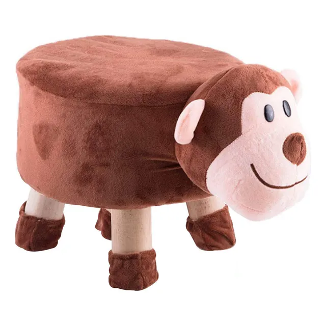 Puff Banqueta Banco De Tela Animales Patas De Madera El Rey