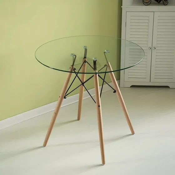 Mesa Comedor Eames Cristal Redonda 80cm Transparente