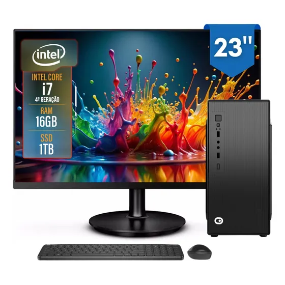 Computador Completo 2Eletro Top Intel Core i7, 16GB RAM, SSD 1TB, Bivolt, Monitor 23" Full HD - CD2E-0136TO