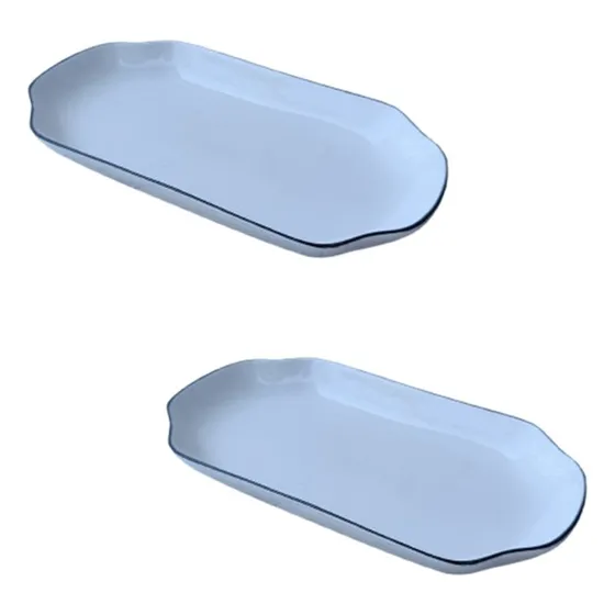 Pack 2 Bandeja Plato Ceramica Rectangular 28 Cm Coctel