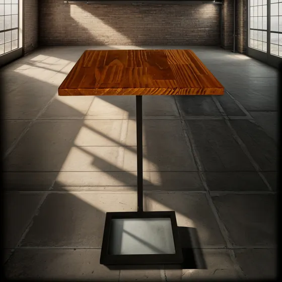 Mesa De Arrime Auxiliar De Hierro Y Madera